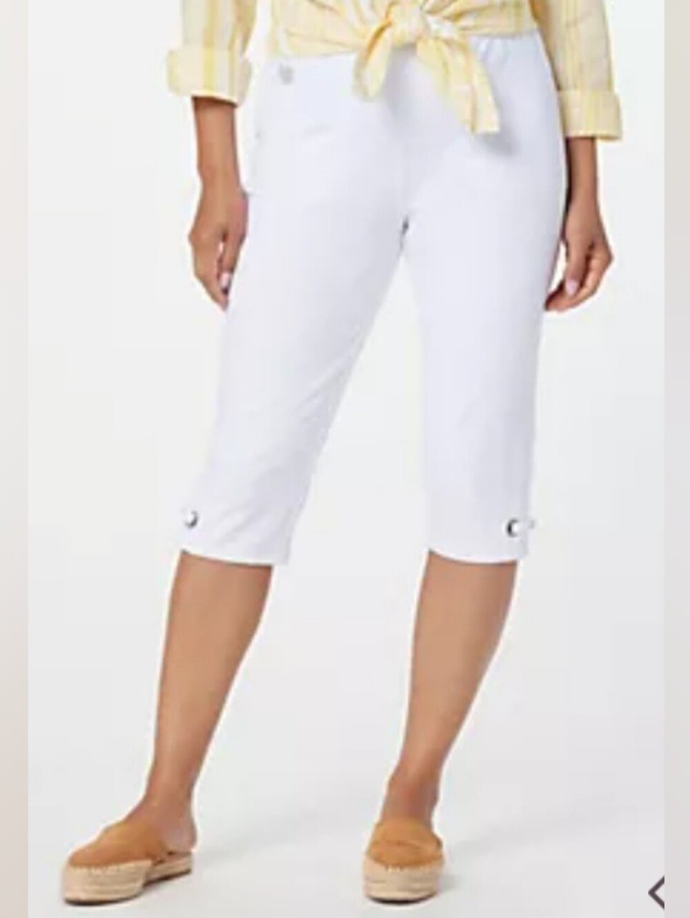 Cropped Stretch Capri Pants New Rhinestones
